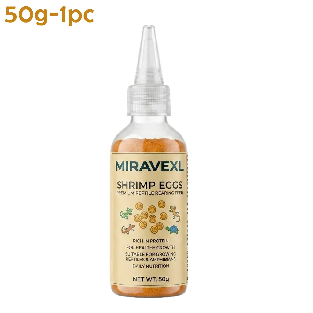 MIRAVEXL Shell-Free High-Protein No-Hatch Shrimp-Based Diet for Reptiles & Fry, Feed for Lizards, Turtles & Amphibian Pets