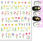 3d Nail Art Decals Watercolor Florals Purple Green Pink Flowers Leafs Fruit Adhesive Sliders Nail Stickers For Manicure