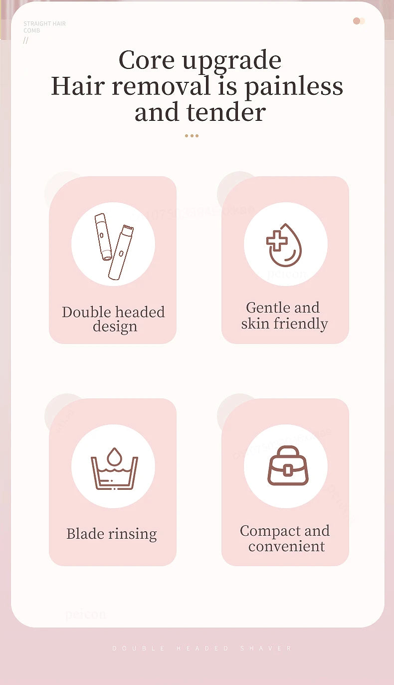 Electric Shaver for Women Bikini Trimmer Facial Mustache Hair Removal Razor Ladies Face Underarm Legs Electric Painless Epilator