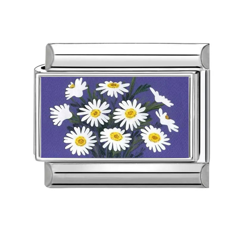 2025 Women's Fashion Colorful Flowers Oil Painting Style Series Italian Charms Fit 9mm Stainless Steel Bracelet DIY Jewelry Gift