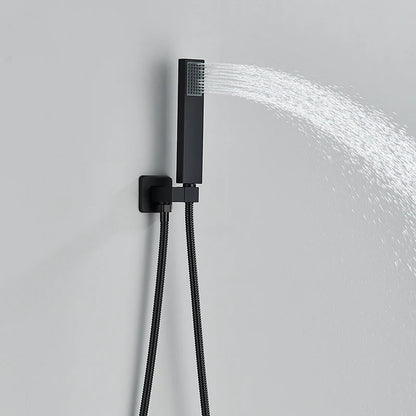 SHBSHAIMY Thermostatic Shower Faucets Bathroom Black Waterfall Shower Set Chrome Wall Mounted Three Ways Hot And Cold Mixer Tap