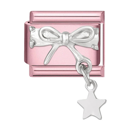 2025 New Women Romantic Pink Cherry Heart Shiny CZ Italian Charm Links Fit 9mm Bracelet Stainless Steel DIY Making Jewelry Gifts