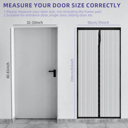 Magnetic Screen Door Hands Free Mesh Partition Heavy Duty Curtain Keeps Bugs Out Frame Hook & Loop Pet and Kid Friendly