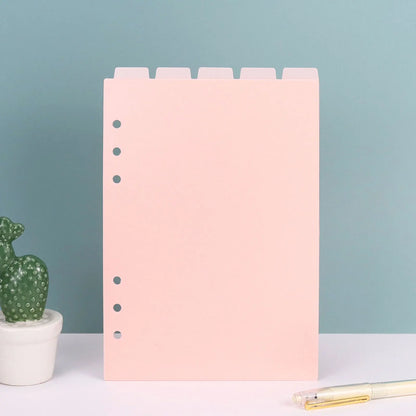 A5 A6 A7 Pink Black  Index Divider Cute 6 Holes For Binder Planner Notebook Stationery Notebook Paper Divider Accessories