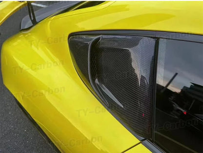 Real Carbon Fiber Rear Side Car window Air Vents Splitter Air knife Spoiler For Porsche 718 Cayman GTRS Style Bodykit 2016-2024