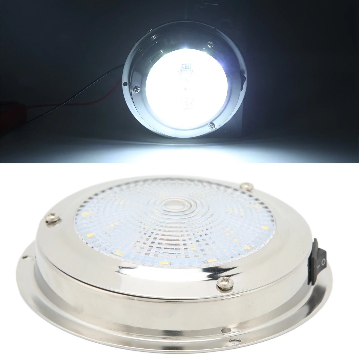 Boat LED Dome Light RV Ceiling Dome Light IP65 Waterproof 316 Stainless Steel Housing DC12‑24V Marine Courtesy Lamp