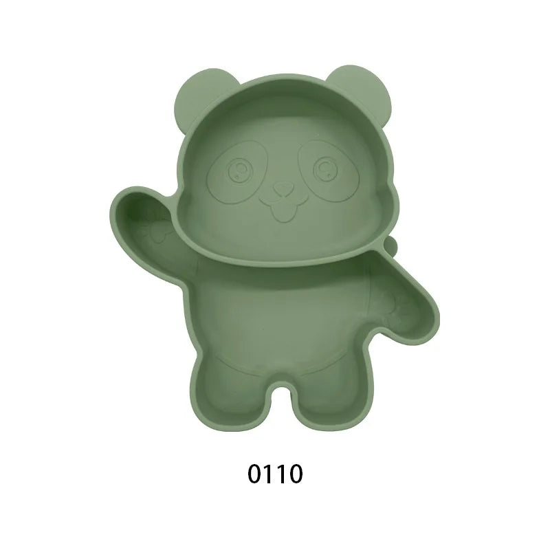 Baby Silicone Suction Cup Bowl Cute Bear Design Macaron Color 100% Food Grade Silicone BPA Free Double plate design for meals
