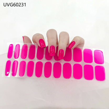 16/20/22Tips Semi-Cured Gel Nail Wraps Full Cover Manicure DIY Waterproof Long Lasting Gel Nail Stickers set for UV Lamp Need