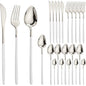 24pcs Christmas Dinnerware Set Stainless Steel Cutlery Set Gold Western Tableware Fork Knife Spoon Flatware Set Silverware Set