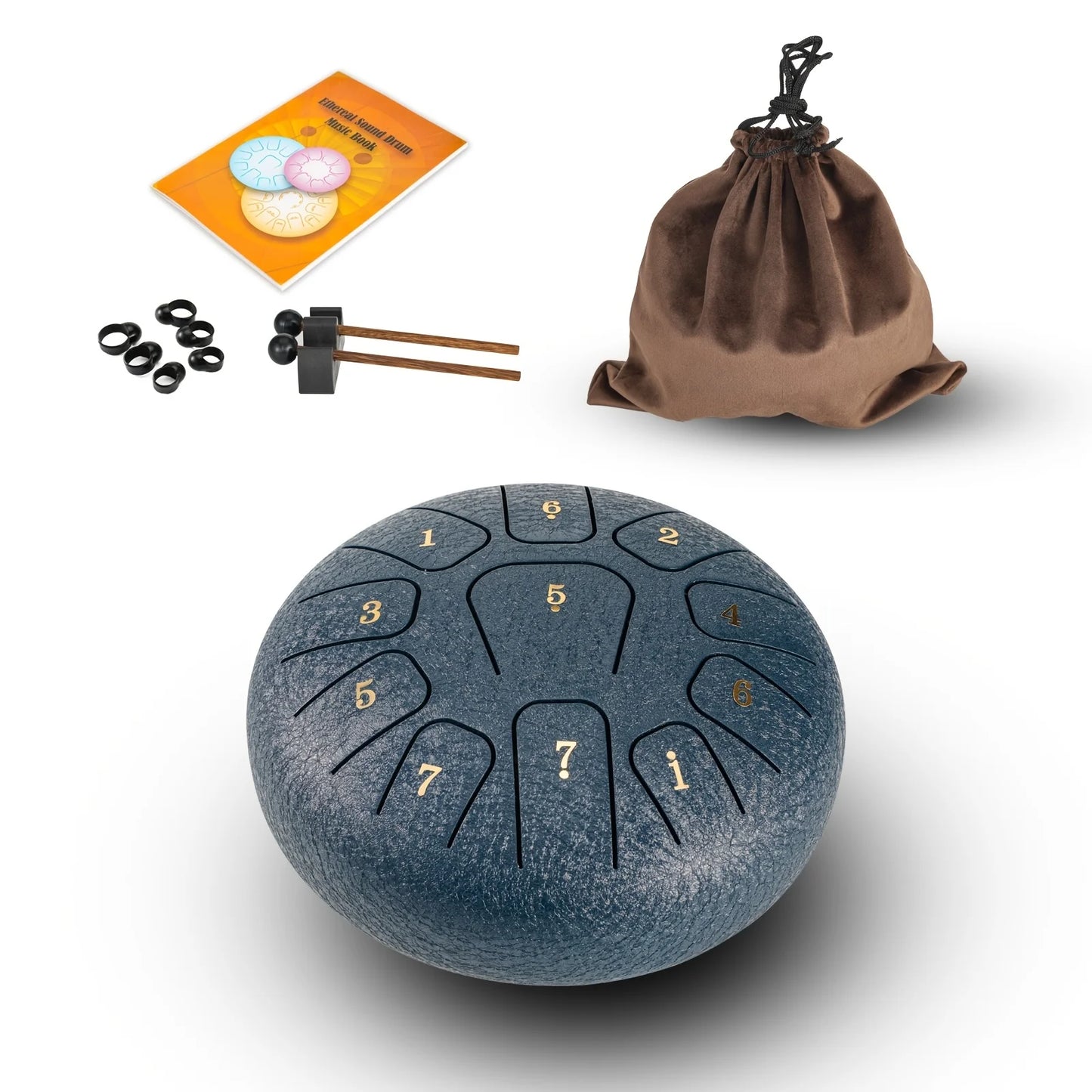 Miwayer 6" Steel Tongue Drum Gift Set | 11-Note Sound Healing Instrument w/Tuning Kit | Yoga/Meditation/Anxiety Relief Tool