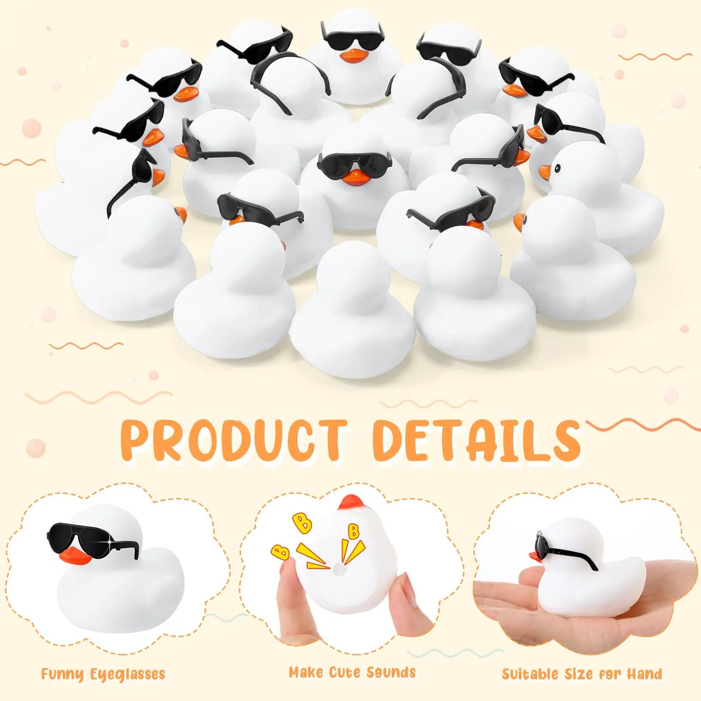 6/12/24/48PCS  White Duck Toys Mini Rubber Ducks Squeak and Float Ducks Shower Toy for Toddlers Boys Girls