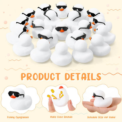 6/12/24/48PCS  White Duck Toys Mini Rubber Ducks Squeak and Float Ducks Shower Toy for Toddlers Boys Girls