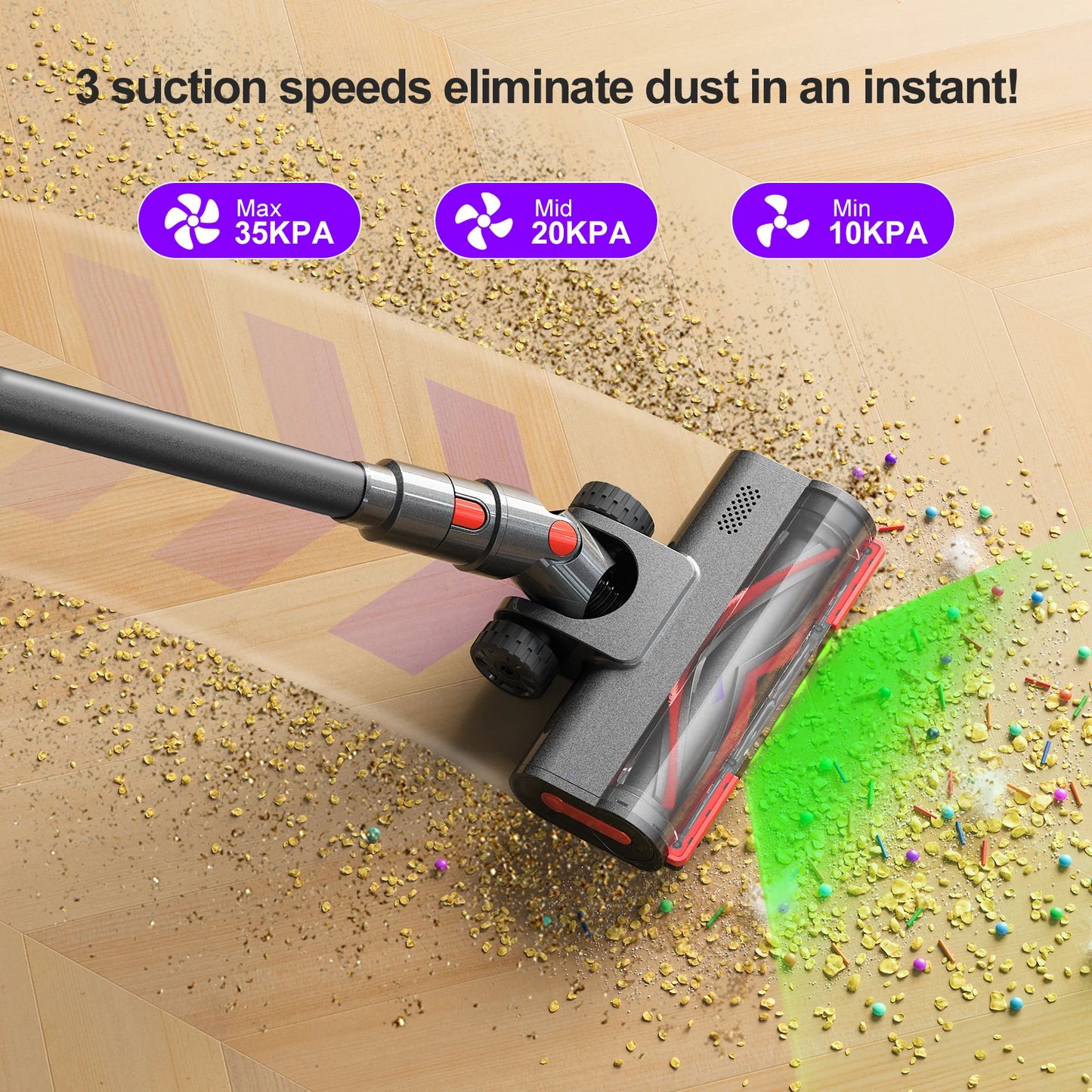 Lubluelu G11 Cordless Vacuum Cleaner 50KPA 50mis Long Running Time Floor Brush Automatically Combs the Hair to Prevent Tangling