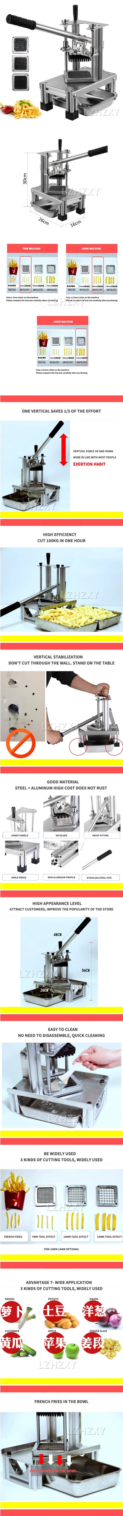 French Fries Cutter Commercial Vegetable Fruit Slicer Dicer With 3 Stainless Steel Blades Potatoes Carrots Cucumbers