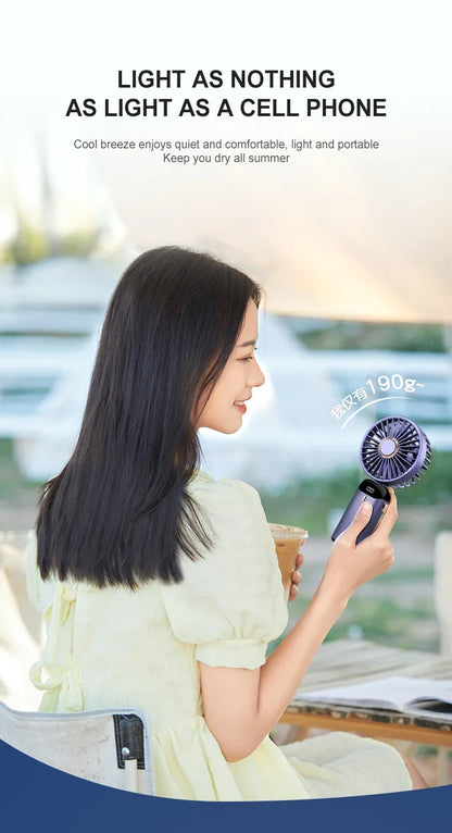 5000mAh Portable Fan Rechargeable 90° Foldable 5 Speed Mini Air Conditioner Small Fan Air Cooler with LED Digital Display