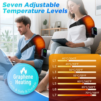 Electric Shoulder Heating Pad 3-Speed Vibration Muscle Relax Belt Thermal Massager Shoulder Neck Health Care Support Brace