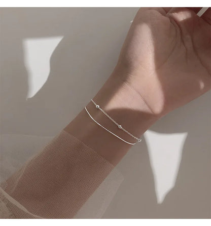 925 Sterling Silver Round Ball Lucky Bracelets Woman Double-Layer Snake Chain Hot Top Quality Jewelry Wedding Jewellery