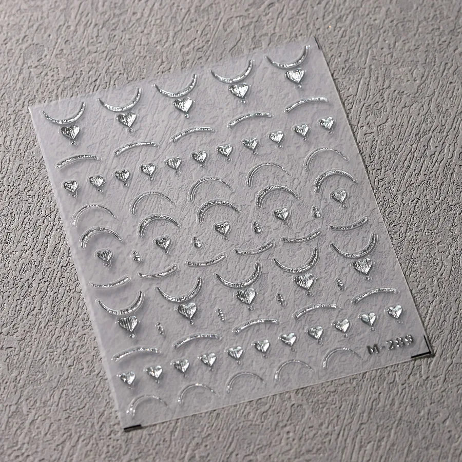 1pcs 5D Star Moon Nail Stickers Kawaii Pink Retro Bronzing Nail Art Sticker Decorations Decals DIY Adhesive Slider Accessories