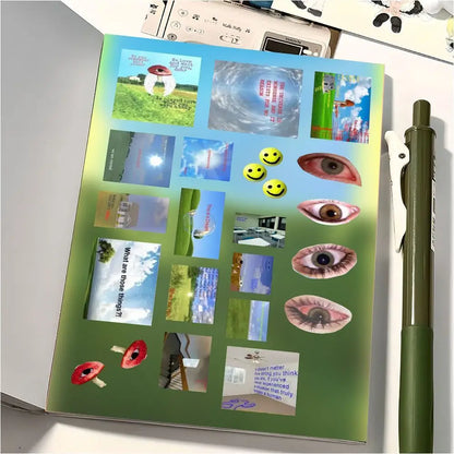 8/16sheets y2k Gen Z Electronic Memories Style Retro Dreamcore Collages Journals Diary Scrapbook Stickers