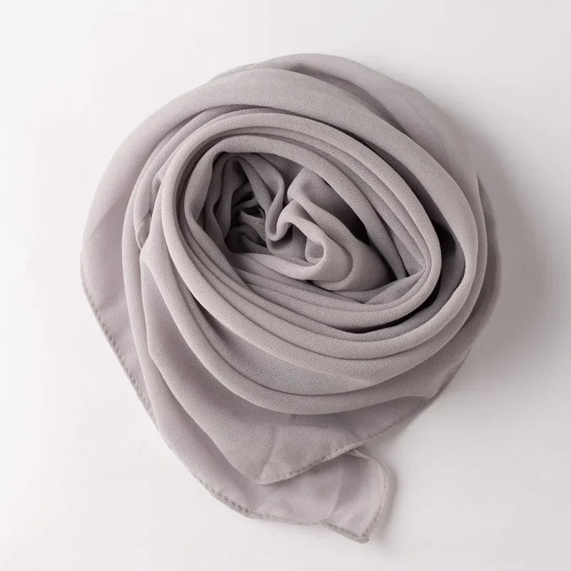 90*90cm Square Chiffon Hijab Scarf Women Solid Color Muslim Soft Head Scarf Islamic Shawls and Wraps Headband Musulman Scarves
