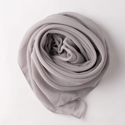 90*90cm Square Chiffon Hijab Scarf Women Solid Color Muslim Soft Head Scarf Islamic Shawls and Wraps Headband Musulman Scarves