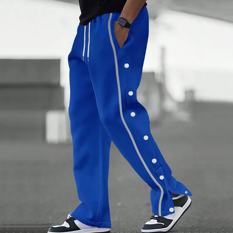 Autumn Men Sweatpants Fashion Sportswear Drawstring Straight Track Pants Casual Loose Trousers breasted Breathable quick drying