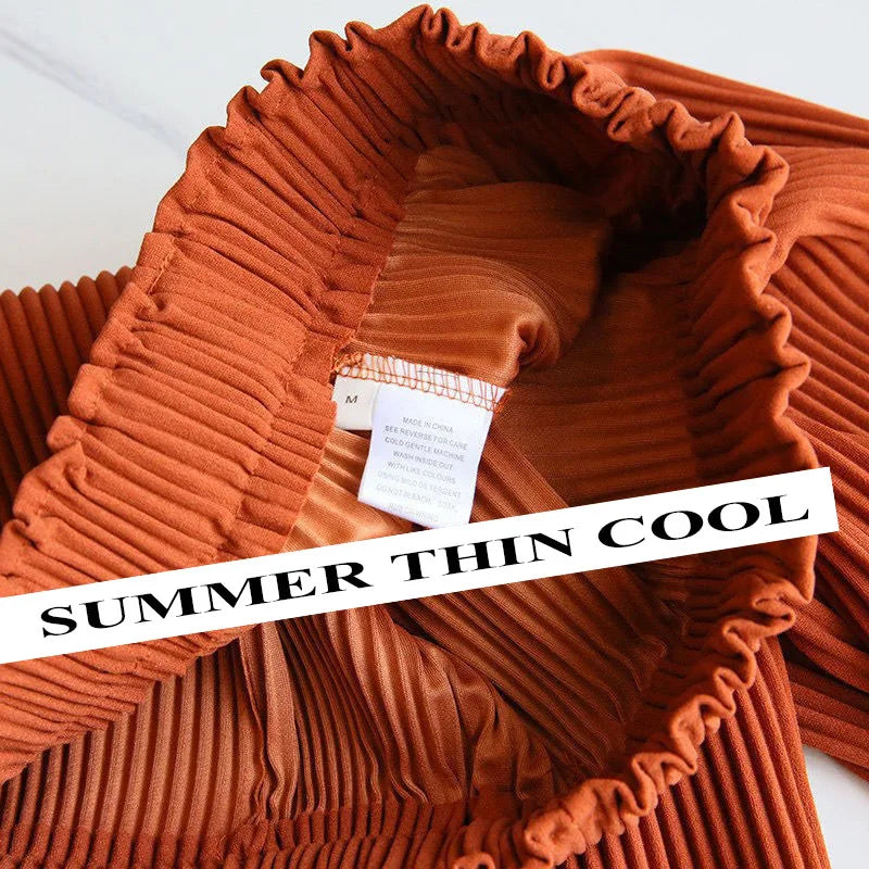 Women Casual Wide Leg Shorts 2025 Summer Elastic High Waist Pleated Shorts Woman Solid Color Loose Ice Silk Knee-Length Pants