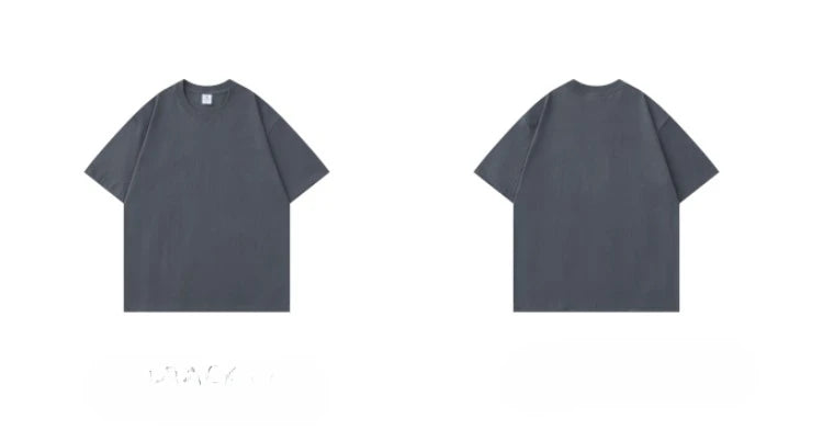 Beige 300g Heavyweight Cotton T-shirt, Loose Summer Round Neck Basic Tee for Men & Women