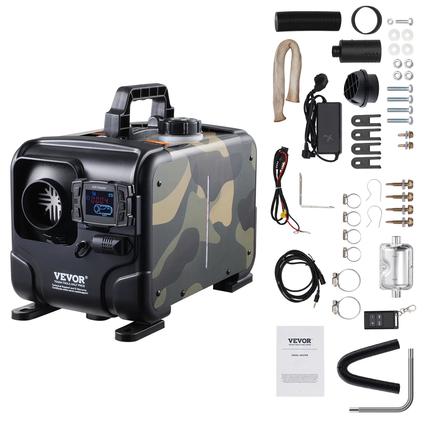 SucceBuy 8KW Car Heater 12V/24V All in One Diesel Air Heater Bluetooth/Display/CO Alarm Horizontal Diesel Heater for Vehicle RV