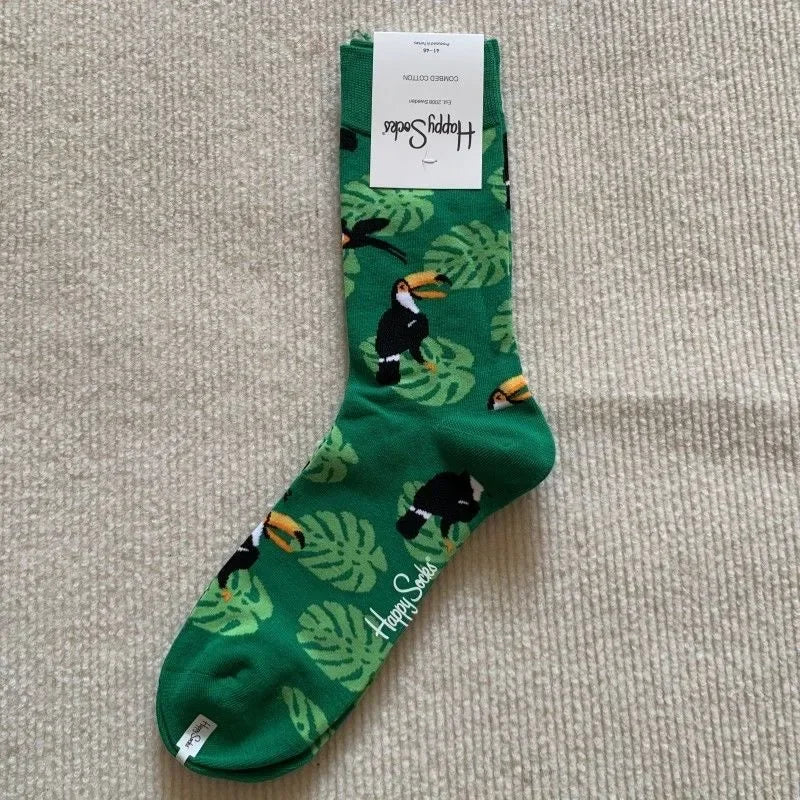 Cotton Happy Socks Men's Classic Crew Sock Shoe Size 10 - 13 Soft
