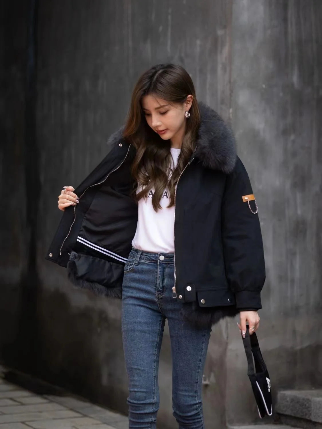 Upgraded 2023 Autumn/Winter omen's Pi vercomes Warm tras Coat Natural Fox Hair Fashion Wool Coat Temperament Slimming Inner Tank