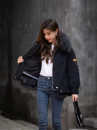 Upgraded 2023 Autumn/Winter omen's Pi vercomes Warm tras Coat Natural Fox Hair Fashion Wool Coat Temperament Slimming Inner Tank