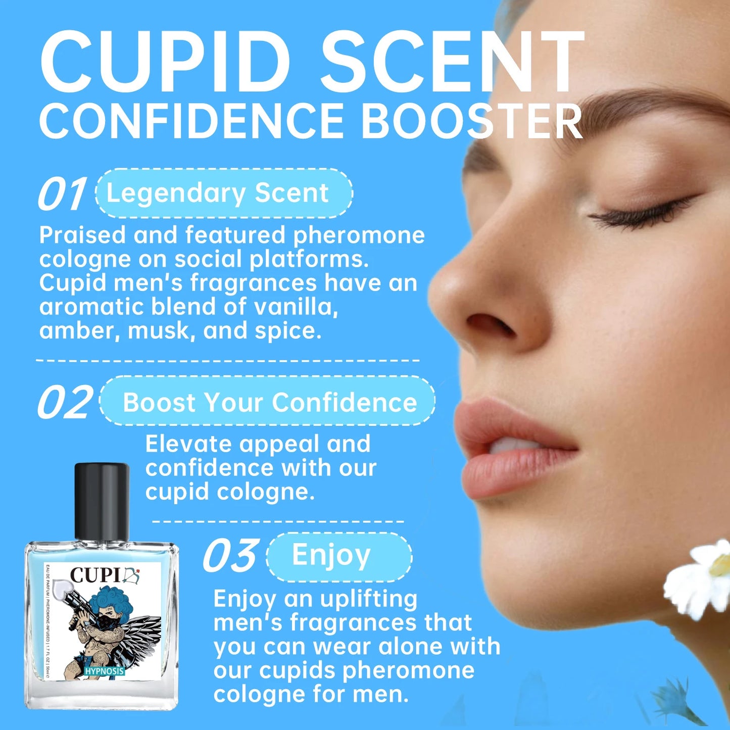 Cupid Perfume Infused Cologne for Men Original Eau De Parfum High Quality Pheromone Perfume for Men Fragrance 50ml