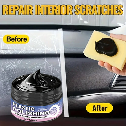 Plastic Polish Paste, Multi-Functional Dashboard Tire Sofa Repair Cream, Long-Lasting Gloss, Car Interior Vinyl Scratch Remover