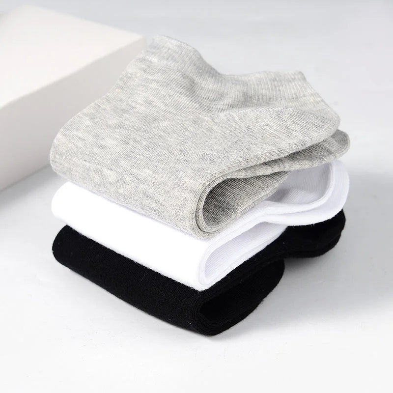 10pairs / Low Black And White Gray Cotton Socks Men's Socks Breathable Sports Socks Men's Short Socks Women's Socks EU37-44