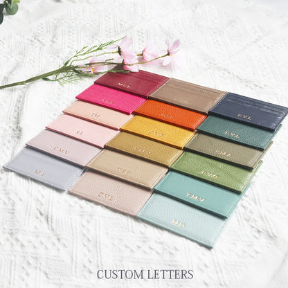 Custom Company Logo Cowhide Card Holder Woman Man Fashion Slim Mini Card Bag Genuine Leather Engrave Name Luxury Casual Purse