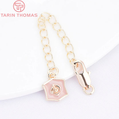 (3564) Full Length 85MM 24K Gold Color Plated Brass Extender Chain with Lobster Clasps High Quality Jewelry Accessories