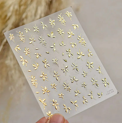 White Flower Petal Cherry Blossom Peach Blossom Falling Petal Floral Gradient 5D Self Adhesive Nail Art Sticker Manicure Decals