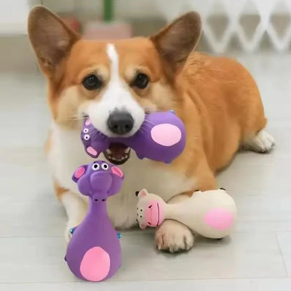 Hot 1 Piece Fat Bellied Cartoon Fun Bite Resistant Latex Sound Dog Toy Purple Elephant White Cow Brown Optional