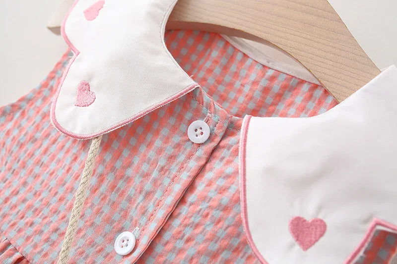 Baby Girl Plaid Dress Summer New Sweet And Beautiful Children'S Clothing+Bow Bag (9 Months -3 Years Old)