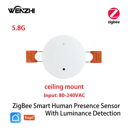 ZigBee Wifi MmWave Human Presence Motion Sensor With Luminance/Distance Detection 5/110/220V Tuya Smart Life Home Automation