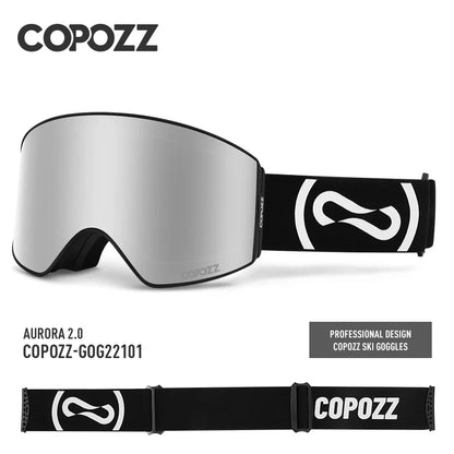 COPOZZ Magnetic Ski Goggles UV400 Protection Anti-Fog Ski Glasses Men Women Quick-Change Lens Snowboard Goggles with Two Options