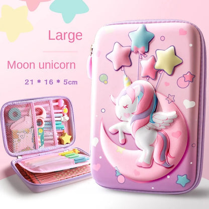 3D EVA Unicorn Cute Pencil Case Cartoon Stationery Box Girls Color Pencil Box Student Pen Case School Supplies Gifts Ipad Case