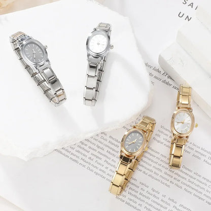 Fashion High Quality Men Women's Stainless Steel Square Round Shiny Zircon Watch Bracelet For Friend Birthday DIY Jewelry Gift
