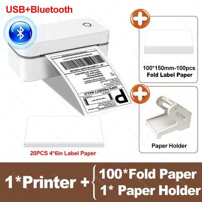 110mm Bluetooth Thermal Label Printer Wireless Shipping Label Printer Compatible with iPhone Android Windows Widely Used X4