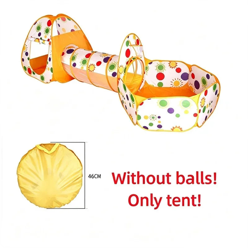 3 in 1 Integrated Play Set Consists of a Playhouse Tent Crawling Tunnel and Ball Pit It Adopts Foldable Lightweight Fabric