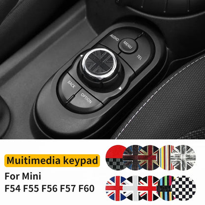 Central Control Volume Multimedia Button Knob Sticker for MINI Cooper F55 F56 F57 F60 Countryman Leather Car Interior Styling