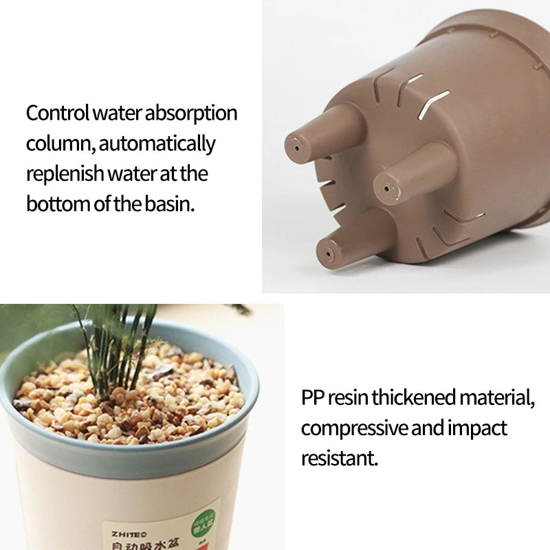 Self Watering Plant Pots Plastic Flowerpot Planter with Drainage Holes Hydroponics Flower Pot Plastic Lazy Automatic Plants Pot