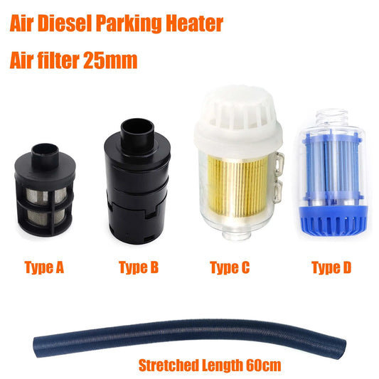 25mm Air Diesel Parking Heater Intake Filter Intake Pipe 3 Type Fit For Webasto Eberspacher Black