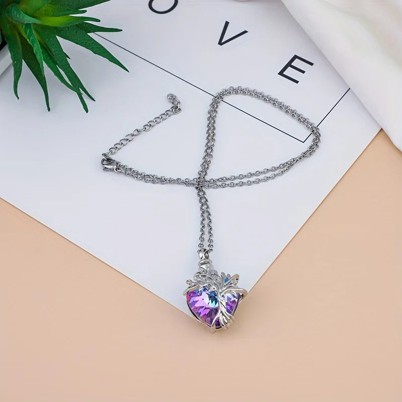 Heart Tree of Life Urn Necklace for Ashes Cremation Jewelry Crystal Memorial Mothers Day